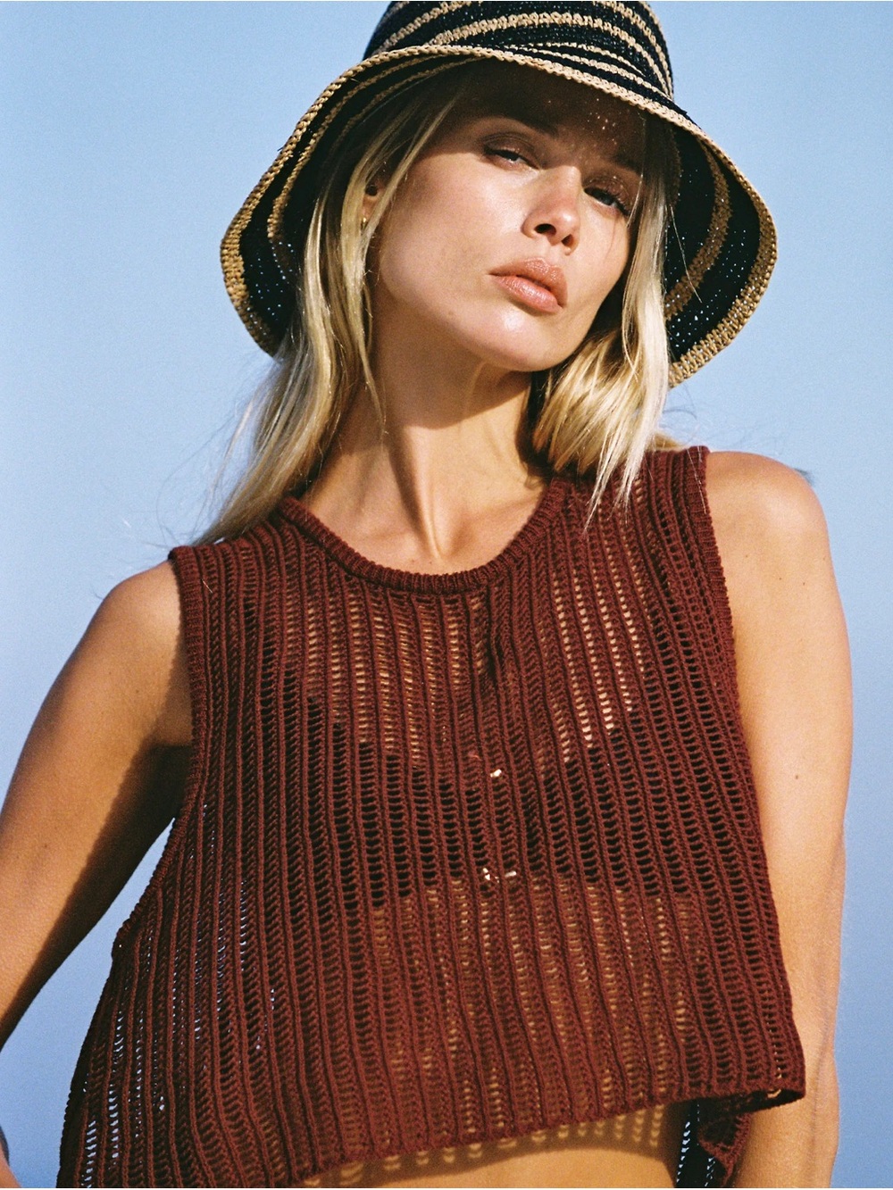 NWT LSPACE Sander Crochet Top in Sangria